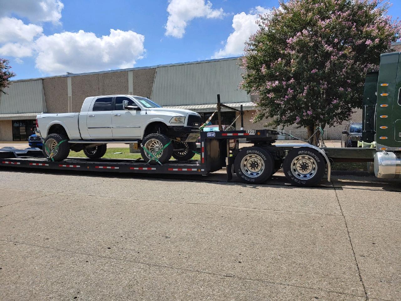 Hauling a monster truck.