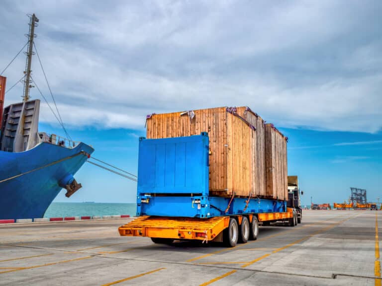 Flat Rack Container Transporting Crated Freight