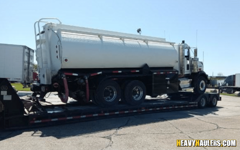 Shipping a tanker truck on a lowboy trailer with Heavy Haulers