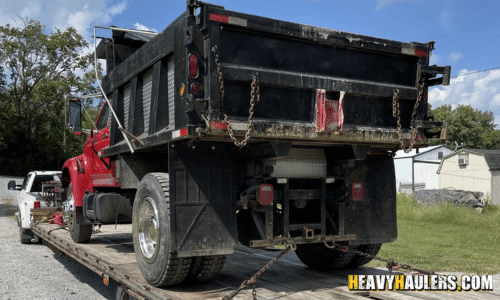 Shipping a dump truck on a hot shot trailer.