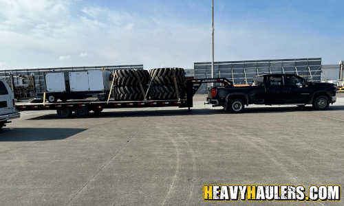 Ground Power Unit loaded on hotshot trailer for transport.