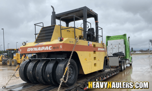 Dynapac compactor loaded for transport