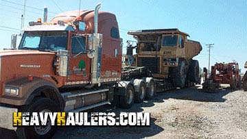 Transporting a Caterpillar rock truck.