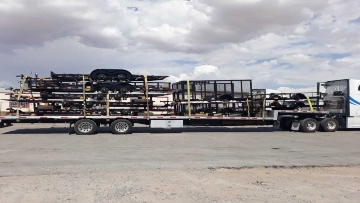 Brand New Full Load of Trailers Shipped on a Flatbed Trailer