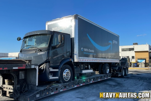 Amazon electric box truck transport.