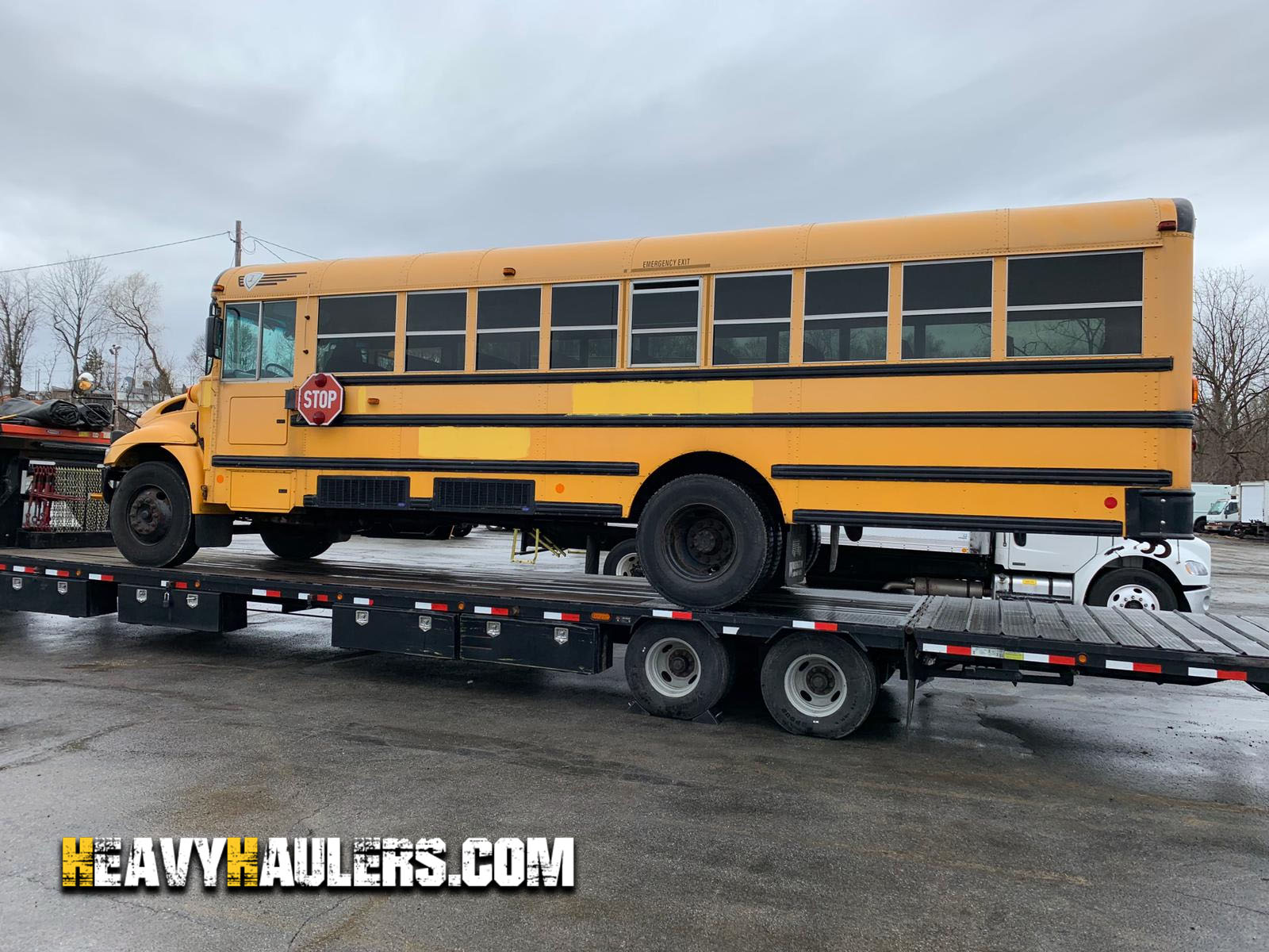 School bus being transported