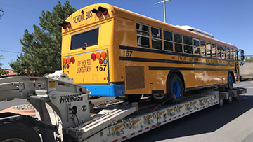 Transportation of a Blue Bird Electric Bus.