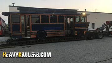 Transporting a trolley on a trailer.