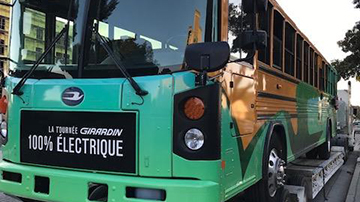 Blue Bird Electric Bus transported on an RGN trailer