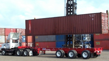Container being loaded onto truck