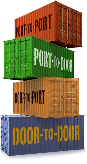 four stacked shipping containers