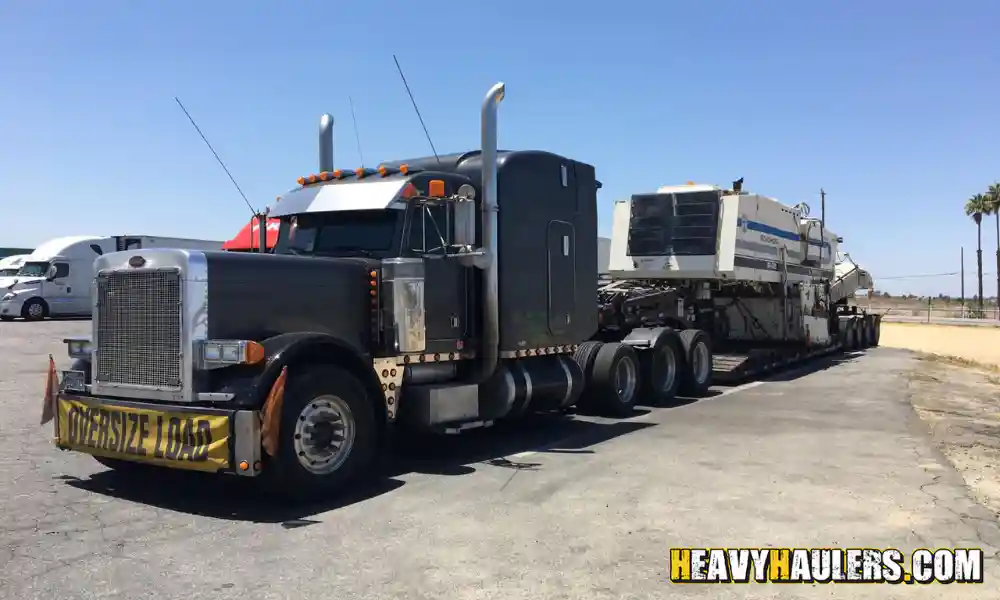 Hauling a cold planer on a semi truck