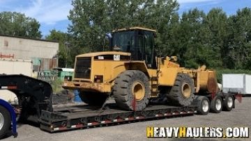 Hauling a Caterpillar 950 wheel loader from Cheyenne, WY.