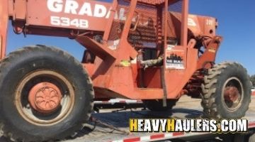 Transporting a Gradall telescopic forklift.