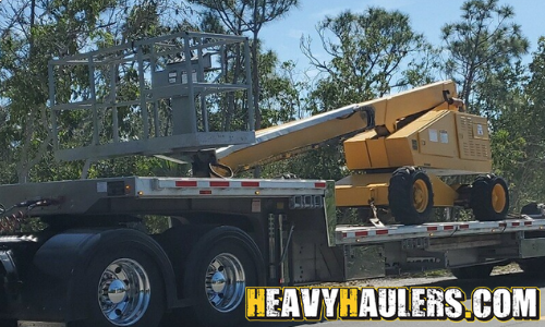 Shipping a Grove MZ46A boom lift on a trailer