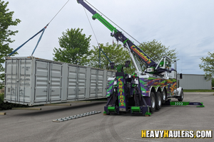 20ft storage container loaded on a trailer.