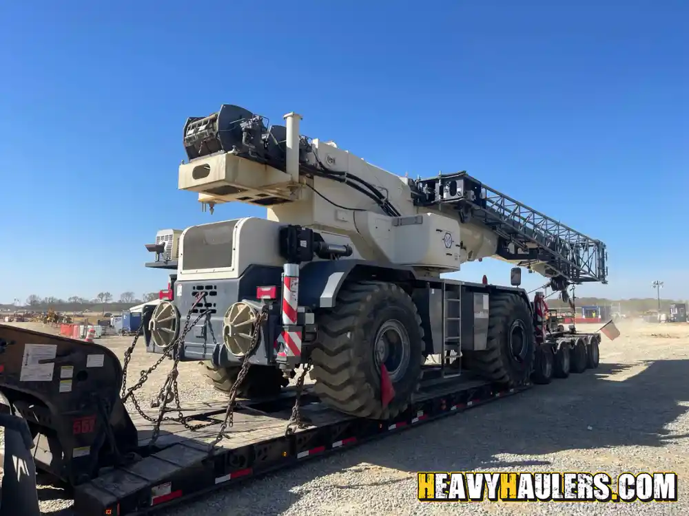 Hauling a rough terrain crane