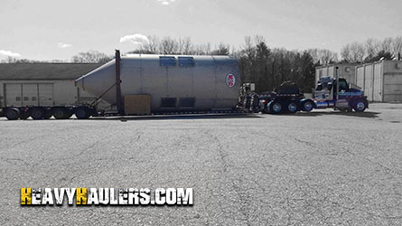 Loaded dust collector on an rgn trailer