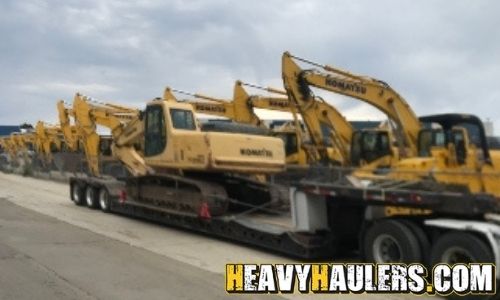 Shipping a Komatsu excavator.