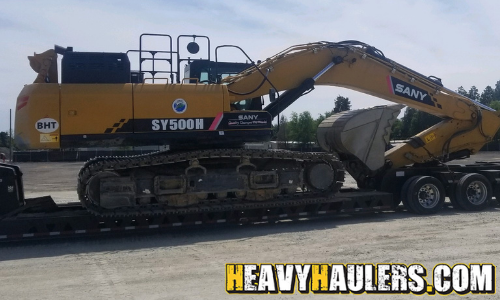 heavy haul trucking services for a Sany Excavator
