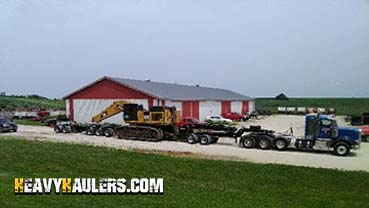 Hauling a Caterpillar excavator from Delaware.