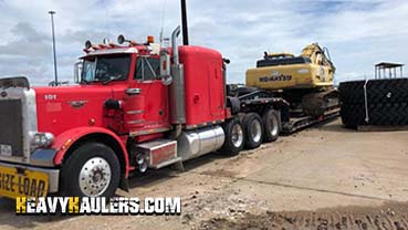 Hauling a Komatsu excavator from South Dakota.