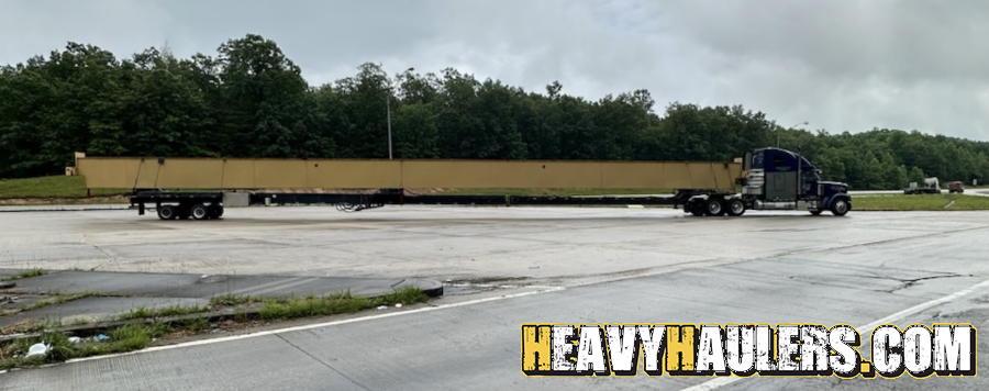 Shipping an oversize crane beam on a flatbed trailer
