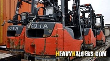 Bulk forklift haul on a hotshot trailer.