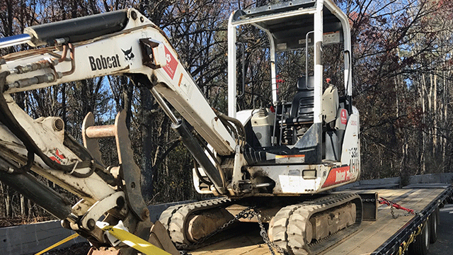 Bobcat Excavator being Transported