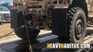 Oshkosh M-ATV military truck haul from Texas.