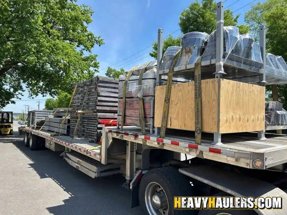 Transporting materials on gooseneck trailer