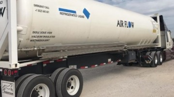 Hauling a 40ft long ISO liquid container.