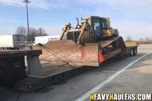 Transporting a Caterpillar D7R Bulldozer.