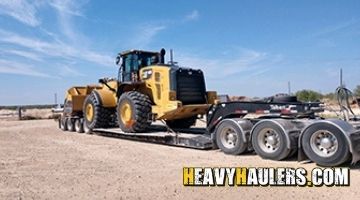 Oversize wheel loader transport.