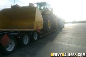 Transporting a Komatsu Wheel Loader.