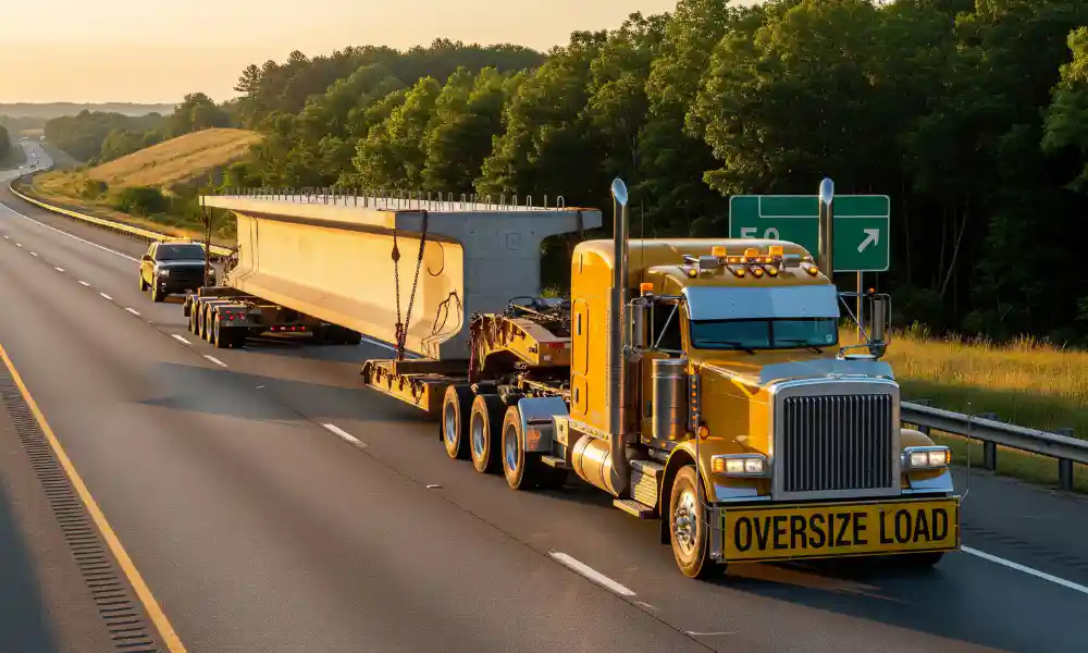 Pilot Car transport of heavy equipment