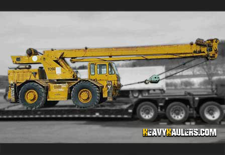 Transporting a Crane Truck on an RGN Trailer