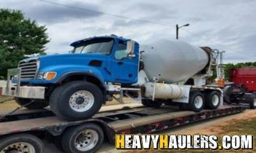 Concrete pump truck on trailer