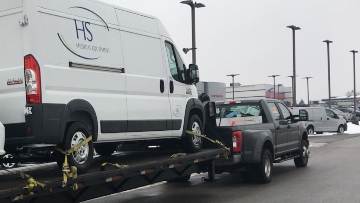 Shipping a Mercedes-Benz sprinter van.