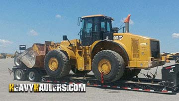 Moving a Caterpillar wheel loader.