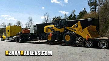 Moving a Komatsu wheel loader.